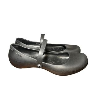 Crocs Mary Jane Ballet Flat in Women’s Size 11 Black Waterproof Outdoor Comfort